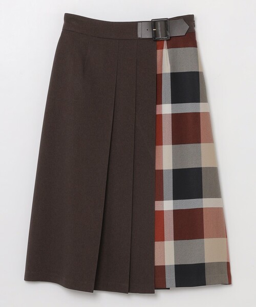 BLUE LABEL CRESTBRIDGE(ブルーレーベルクレストブリッジ)の「ウールライクツイルパーシャルチェックスカート(スカート・レディース・ブラウン/ベージュ/ブラック・38/36)」の7枚目の写真
