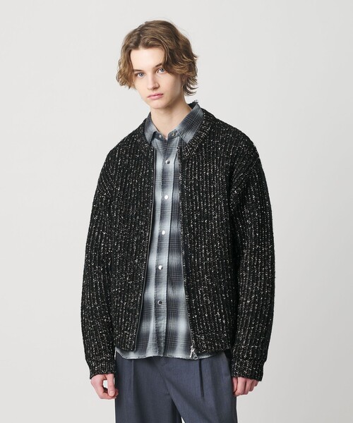 MONKEY TIME（モンキータイム）の「スラブ クルーネック ジップ カーディガン（カーディガン/ボレロ・メンズ・コバルトブルー/ブラック・S/M/L/XL）」の2枚目の写真