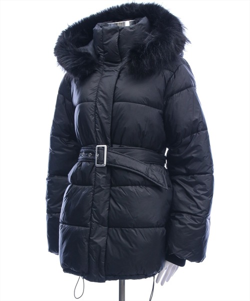 CLEAR BASIC（クリアベーシック）の「ベルト付きエコファー中綿ダウン［大人 カジュアル 着回し力抜群］≪AW新作≫（ダウンジャケット/コート・レディース・オフホワイト/ブラック・F）」の17枚目の写真