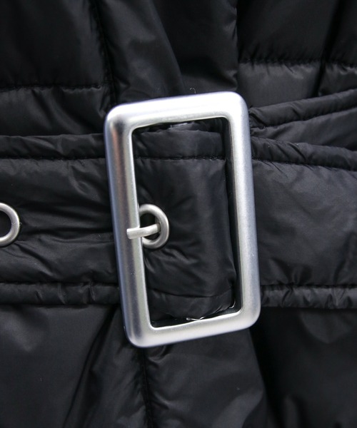 CLEAR BASIC（クリアベーシック）の「ベルト付きエコファー中綿ダウン［大人 カジュアル 着回し力抜群］≪AW新作≫（ダウンジャケット/コート・レディース・オフホワイト/ブラック・F）」の15枚目の写真