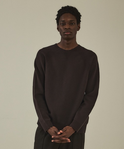 DESIGNWORKS（デザインワークス）の「【ハイパーストレッチ】ホールガーメント アスレチック クルーネックスウェット（ニット/セーター・メンズ・チョコ/アイボリー/ブラック・46/48）」の2枚目の写真