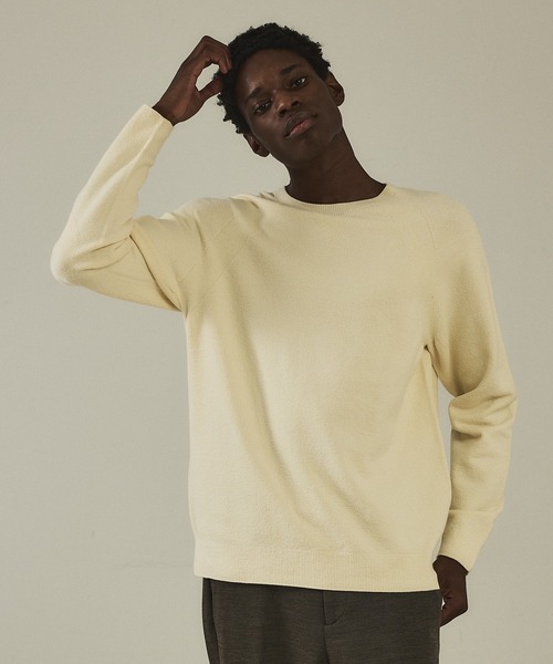 DESIGNWORKS（デザインワークス）の「【ハイパーストレッチ】ホールガーメント アスレチック クルーネックスウェット（ニット/セーター・メンズ・チョコ/アイボリー/ブラック・46/48）」の3枚目の写真