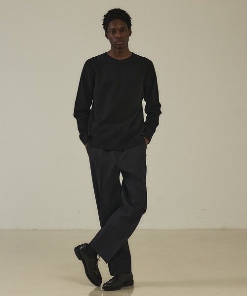 DESIGNWORKS（デザインワークス）の「【ハイパーストレッチ】ホールガーメント アスレチック クルーネックスウェット（ニット/セーター・メンズ・チョコ/アイボリー/ブラック・46/48）」の4枚目の写真