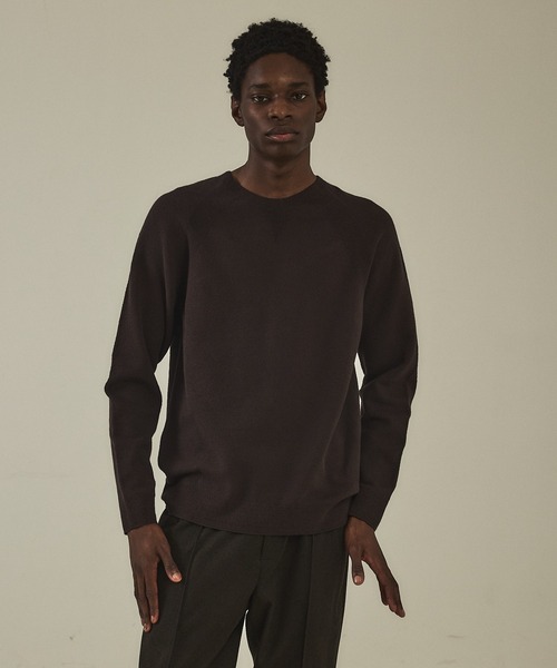 DESIGNWORKS（デザインワークス）の「【ハイパーストレッチ】ホールガーメント アスレチック クルーネックスウェット（ニット/セーター・メンズ・チョコ/アイボリー/ブラック・46/48）」の14枚目の写真