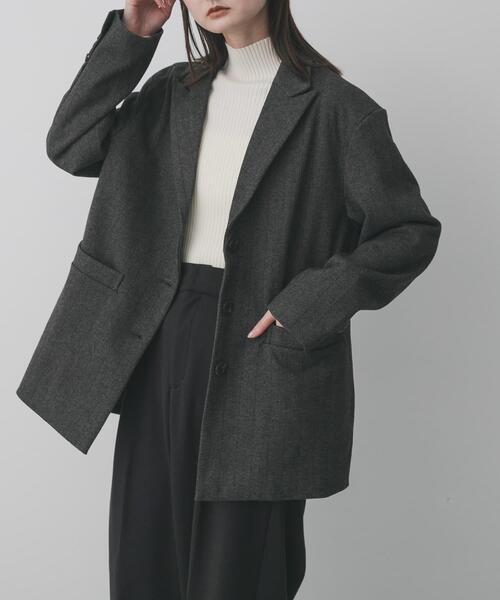 SENSE OF PLACE by URBAN RESEARCH（センスオブプレイスバイアーバンリサーチ）の「ジャージーメルトンテーラード（その他アウター・レディース・ブラウン系その他/ブラック系その他・ONE）」の2枚目の写真