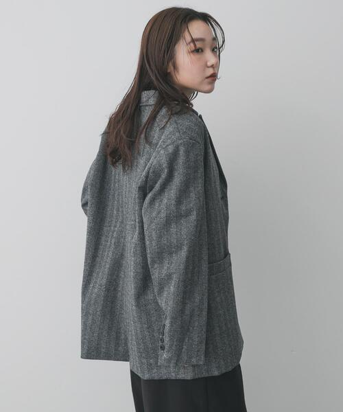 SENSE OF PLACE by URBAN RESEARCH（センスオブプレイスバイアーバンリサーチ）の「ジャージーメルトンテーラード（その他アウター・レディース・ブラウン系その他/ブラック系その他・ONE）」の4枚目の写真