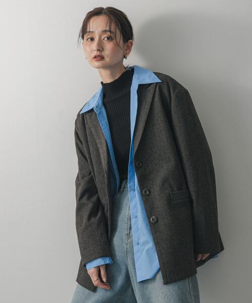 SENSE OF PLACE by URBAN RESEARCH（センスオブプレイスバイアーバンリサーチ）の「ジャージーメルトンテーラード（その他アウター・レディース・ブラウン系その他/ブラック系その他・ONE）」の15枚目の写真