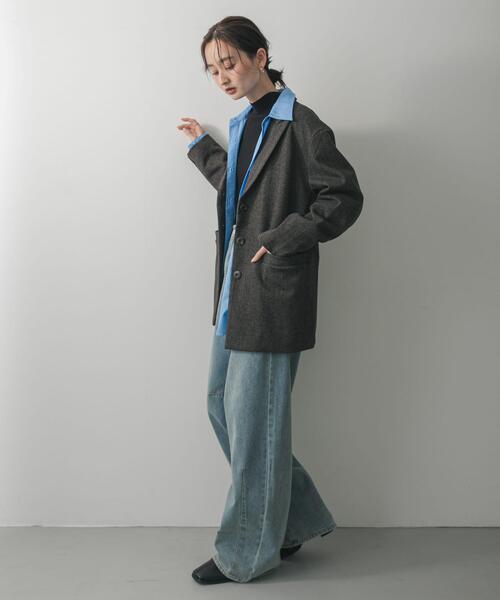 SENSE OF PLACE by URBAN RESEARCH（センスオブプレイスバイアーバンリサーチ）の「ジャージーメルトンテーラード（その他アウター・レディース・ブラウン系その他/ブラック系その他・ONE）」の17枚目の写真