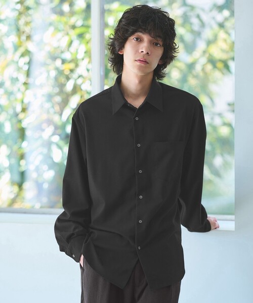 green label relaxing（グリーンレーベルリラクシング）の「TRフラノ ジャストルーズ レギュラーカラー シャツ -ストレッチ-（シャツ/ブラウス・メンズ・ライラック/ベージュ/ブラック・XL/L/M/S）」の2枚目の写真