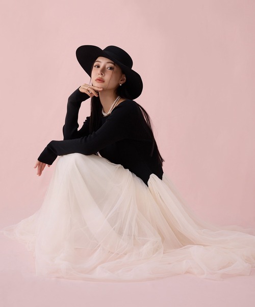 カーブシルエットニットコンビチュールフレアワンピース（ワンピース