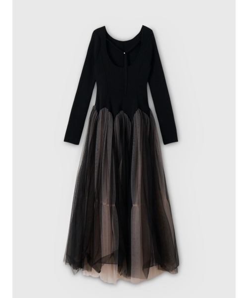 Eimyistoire カーブシルエットニットコンビチュールフレアワンピース カーブシルエットニットコンビチュールフレアワンピース（ワンピース