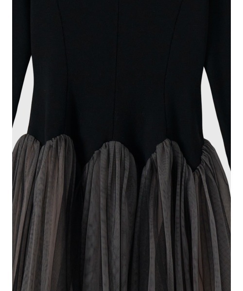 カーブシルエットニットコンビチュールフレアワンピース（ワンピース