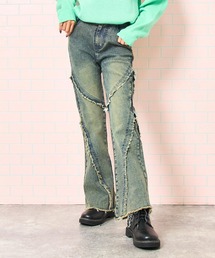 ANAP GｉRL（アナップガール）の「フレンジ フレア デニム パンツ【キッズお揃い】（デニムパンツ・キッズ）」