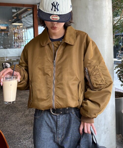 CIAOPANIC TYPY（チャオパニックティピー）の「【UNISEX】CWU-45Pフライトジャケット/MA-1（MA-1・レディース・ブラック/カーキ/キャメル・MEDIUM/LARGE）」の13枚目の写真