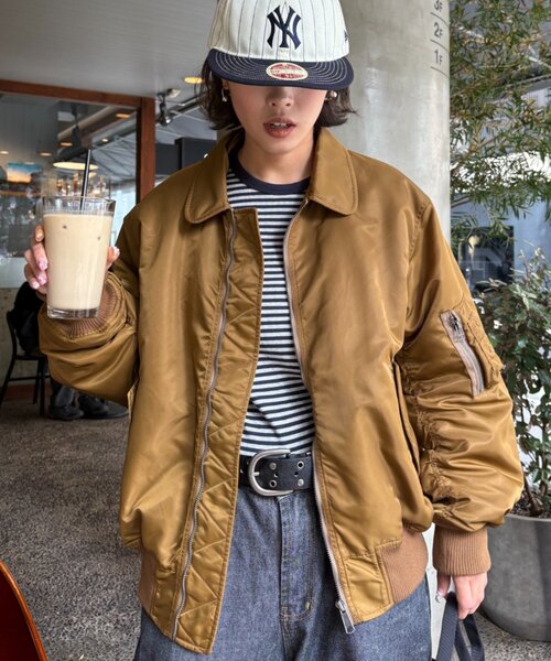 CIAOPANIC TYPY（チャオパニックティピー）の「【UNISEX】CWU-45Pフライトジャケット/MA-1（MA-1・レディース・ブラック/カーキ/キャメル・MEDIUM/LARGE）」の15枚目の写真