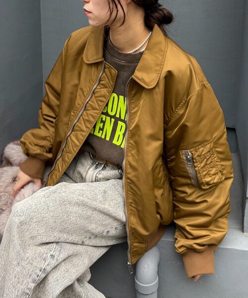 CIAOPANIC TYPY（チャオパニックティピー）の「【UNISEX】CWU-45Pフライトジャケット/MA-1（MA-1・レディース・ブラック/カーキ/キャメル・MEDIUM/LARGE）」の3枚目の写真