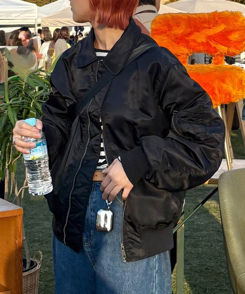 CIAOPANIC TYPY（チャオパニックティピー）の「【UNISEX】CWU-45Pフライトジャケット/MA-1（MA-1・レディース・ブラック/カーキ/キャメル・MEDIUM/LARGE）」の5枚目の写真