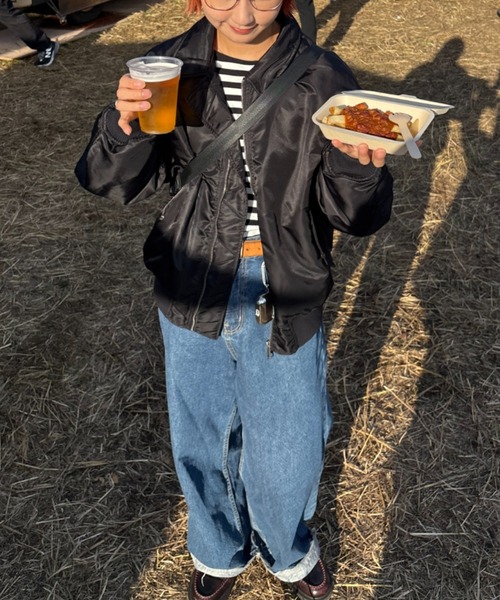 CIAOPANIC TYPY（チャオパニックティピー）の「【UNISEX】CWU-45Pフライトジャケット/MA-1（MA-1・レディース・ブラック/カーキ/キャメル・MEDIUM/LARGE）」の6枚目の写真