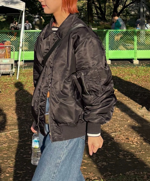 CIAOPANIC TYPY（チャオパニックティピー）の「【UNISEX】CWU-45Pフライトジャケット/MA-1（MA-1・レディース・ブラック/カーキ/キャメル・MEDIUM/LARGE）」の9枚目の写真