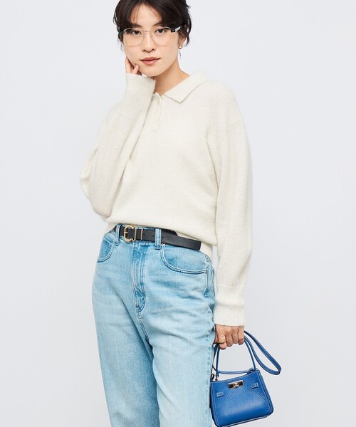 NOLLEY’S Sophi(ノーリーズソフィ)の「モヘヤポロ衿プルオーバー(ニット/セーター・レディース・ベビーピンク/ホワイト/グレー・38)」の4枚目の写真