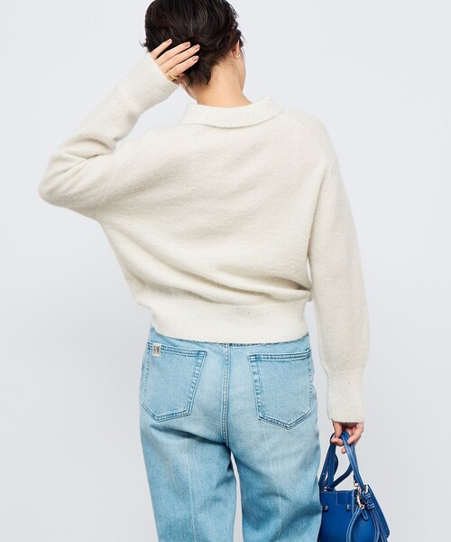 NOLLEY’S Sophi(ノーリーズソフィ)の「モヘヤポロ衿プルオーバー(ニット/セーター・レディース・ベビーピンク/ホワイト/グレー・38)」の6枚目の写真