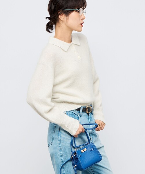 NOLLEY’S Sophi(ノーリーズソフィ)の「モヘヤポロ衿プルオーバー(ニット/セーター・レディース・ベビーピンク/ホワイト/グレー・38)」の7枚目の写真