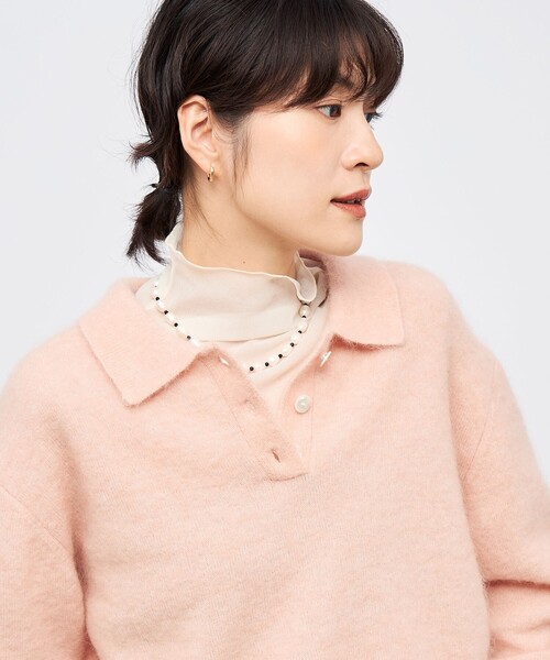 NOLLEY’S Sophi(ノーリーズソフィ)の「モヘヤポロ衿プルオーバー(ニット/セーター・レディース・ベビーピンク/ホワイト/グレー・38)」の14枚目の写真