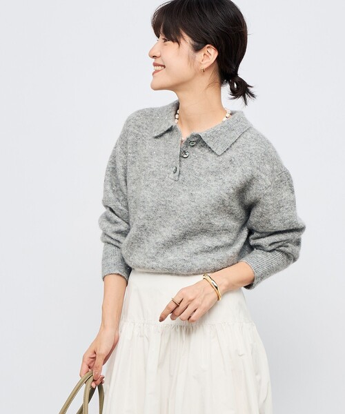 NOLLEY’S Sophi(ノーリーズソフィ)の「モヘヤポロ衿プルオーバー(ニット/セーター・レディース・ベビーピンク/ホワイト/グレー・38)」の20枚目の写真