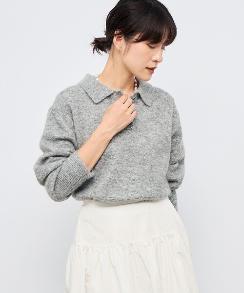 NOLLEY’S Sophi(ノーリーズソフィ)の「モヘヤポロ衿プルオーバー(ニット/セーター・レディース・ベビーピンク/ホワイト/グレー・38)」の21枚目の写真