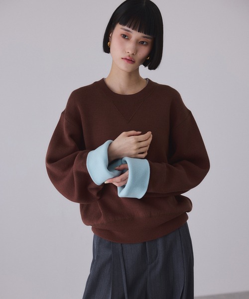 アダムエロペ（ADAM ET ROPE’）/バイカラーリバーシブルニットプルオーバー バイカラーリバーシブルニットプルオーバー（ニット/セーター）｜ADAM