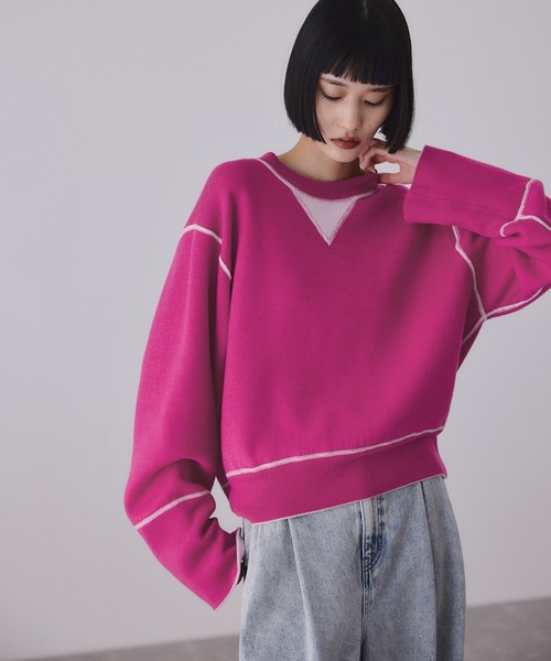 ADAM ET ROPE'(アダムエロペ)の「バイカラーリバーシブルニットプルオーバー(ニット/セーター・レディース・チャコールグレー/ピンク/ブラウン系その他・FREE)」の6枚目の写真