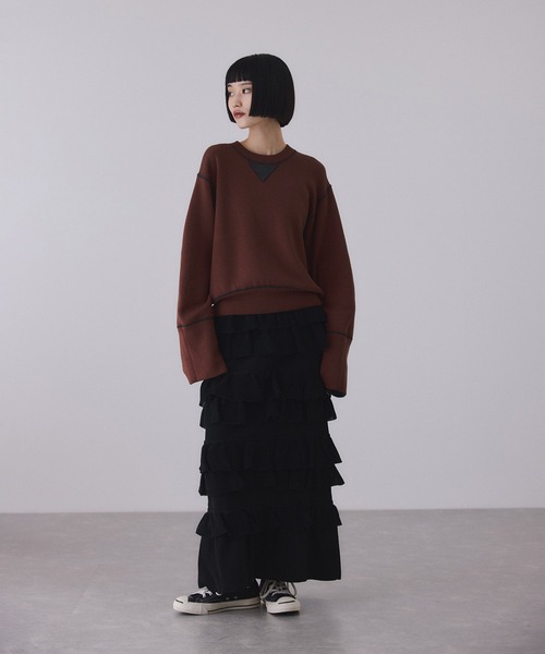 バイカラーリバーシブルニットプルオーバー（ニット/セーター）｜ADAM