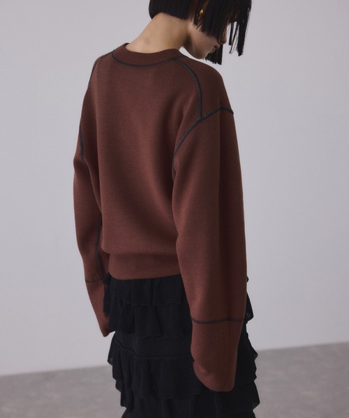 バイカラーリバーシブルニットプルオーバー バイカラーリバーシブルニットプルオーバー（ニット/セーター）｜ADAM