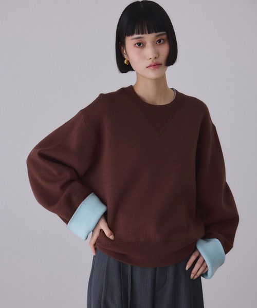 バイカラーリバーシブルニットプルオーバー（ニット/セーター）｜ADAM