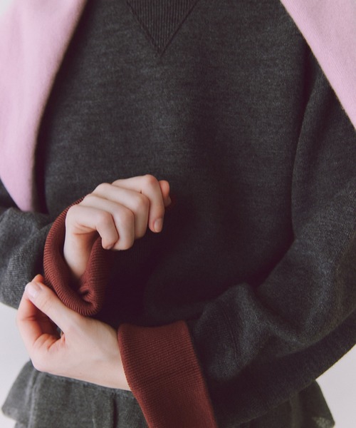 バイカラーリバーシブルニットプルオーバー（ニット/セーター）｜ADAM