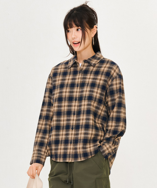 CHASECULT(チェイスカルト)の「レディース フランネルチェックシャツ-ネイビー(シャツ/ブラウス・レディース・ネイビー・85/90)」の4枚目の写真