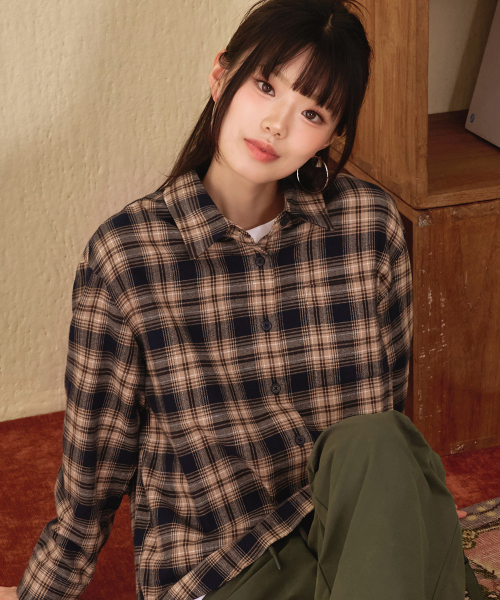 CHASECULT(チェイスカルト)の「レディース フランネルチェックシャツ-ネイビー(シャツ/ブラウス・レディース・ネイビー・85/90)」の5枚目の写真