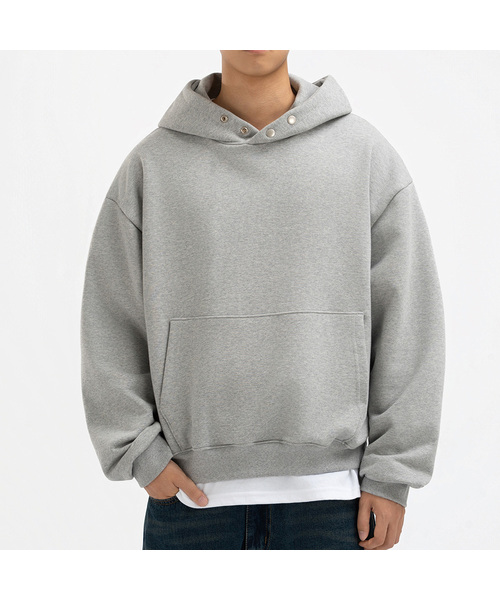 UNDEROFF(アンダーオフ)の「オーバーサイズセミクロップスナップフードグレー(パーカー・メンズ・グレー・SMALL/MEDIUM/LARGE/X-LARGE)」の1枚目の写真