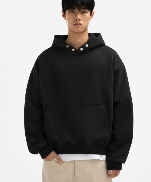 UNDEROFF(アンダーオフ)の「オーバーサイズセミクロップスナップフードグレー(パーカー・メンズ・グレー・SMALL/MEDIUM/LARGE/X-LARGE)」の4枚目の写真