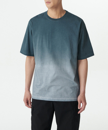グラデーションリラックスクルーネックTシャツ[グレーッシュブルー]