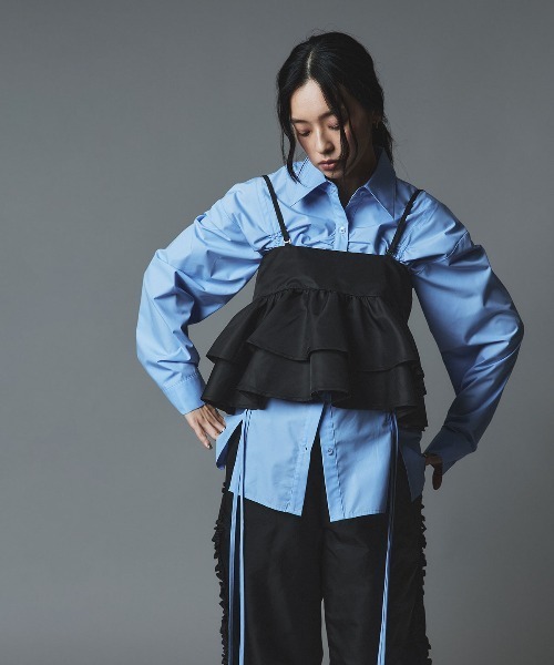 W:Huku(フーク)の「【W:Huku / ナイロンオックス】ペプラム ビスチェ / Nylon Oxford Peplum Bustier(キャミソール・レディース・ブラック/ライトベージュ/カーキ・FREE)」の15枚目の写真
