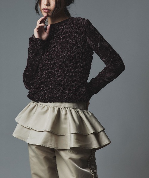 W:Huku(フーク)の「【W:Huku / ナイロンオックス】ペプラム ビスチェ / Nylon Oxford Peplum Bustier(キャミソール・レディース・ブラック/ライトベージュ/カーキ・FREE)」の17枚目の写真