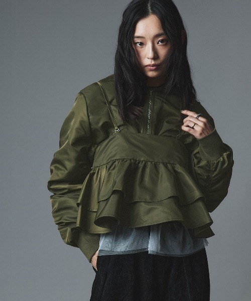 W:Huku(フーク)の「【W:Huku / ナイロンオックス】ペプラム ビスチェ / Nylon Oxford Peplum Bustier(キャミソール・レディース・ブラック/ライトベージュ/カーキ・FREE)」の18枚目の写真