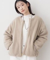 Dessin | 【2WAY】リバーシブルタフタボアアウター(ノーカラージャケット)