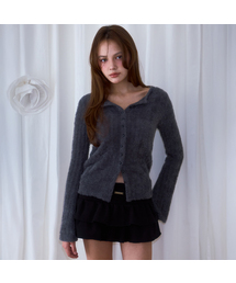Hairy Slim Fur Cardigan [Charcoal]