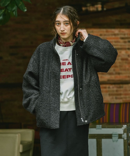 GEORGE'S（ジョージズ）の「カーリーボアブルゾン（ブルゾン・レディース・ブラック/グレー・SMALL/MEDIUM）」の2枚目の写真