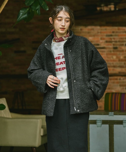 GEORGE'S（ジョージズ）の「カーリーボアブルゾン（ブルゾン・レディース・ブラック/グレー・SMALL/MEDIUM）」の9枚目の写真