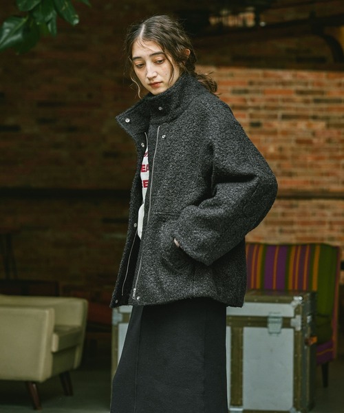 GEORGE'S（ジョージズ）の「カーリーボアブルゾン（ブルゾン・レディース・ブラック/グレー・SMALL/MEDIUM）」の11枚目の写真