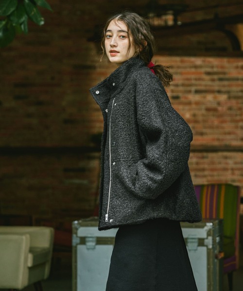 GEORGE'S（ジョージズ）の「カーリーボアブルゾン（ブルゾン・レディース・ブラック/グレー・SMALL/MEDIUM）」の12枚目の写真