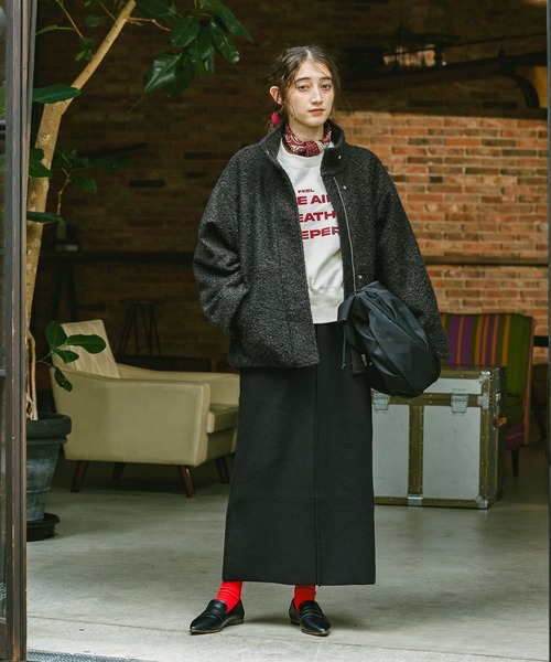 GEORGE'S（ジョージズ）の「カーリーボアブルゾン（ブルゾン・レディース・ブラック/グレー・SMALL/MEDIUM）」の4枚目の写真